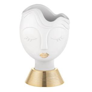 Bongelli Preziosi - Vasetto testa donna bianco e oro 27 cm