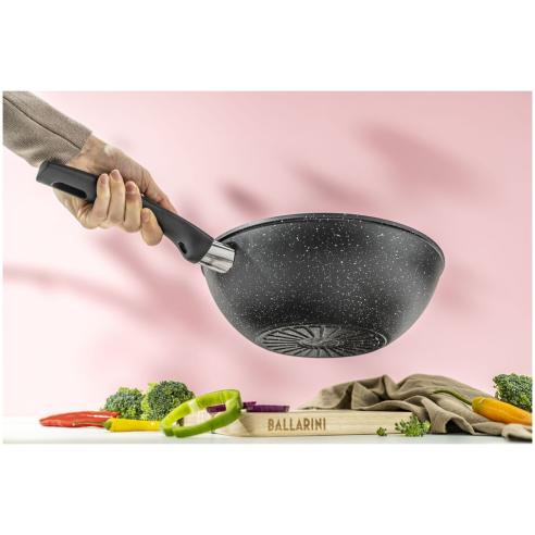 Ballarini - Vipiteno padella Wok in alluminio antiaderente nerolite da 28 cm adatta per induzione