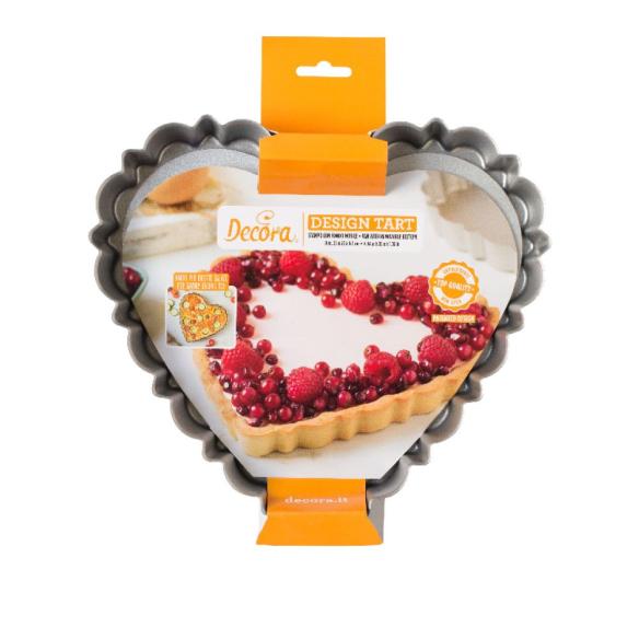 Decora - Stampo crostata forma cuore con fondo rimovibile Design Tart 25 cm