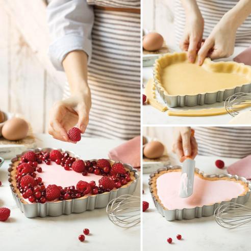 Decora - Stampo crostata forma cuore con fondo rimovibile Design Tart 25 cm