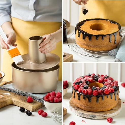 Decora - Chiffon cake non-stick donut mold rose gold line 20.5 cm