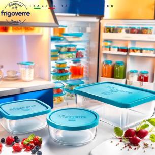 Bormioli - Square glass refrigerated container with lid 19 cm 2