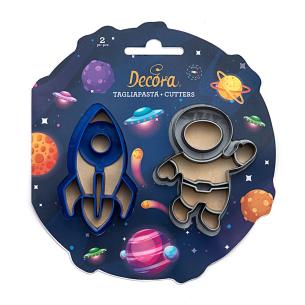 Decora - Set of 2 cookie cutters in space line plastic 2