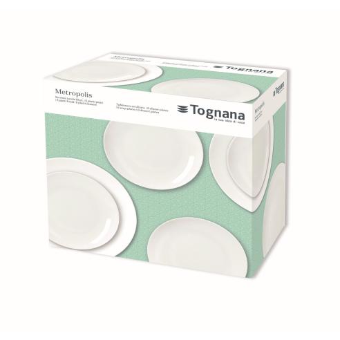 Tognana - Servizio di piatti in porcellana da 18 pezzi Metropolis