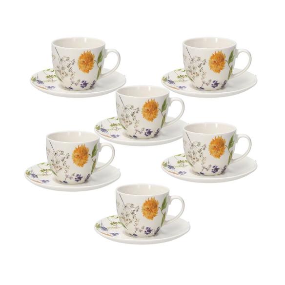 Tognana - Set of 6 porcelain teacups and saucers, Iris Audrey line