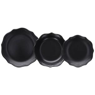 Tognana - Servizi di piatti in porcellana da 12 pezzi linea Cecile nero