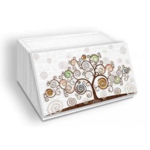 White bread bin in wood with tree of life decoration