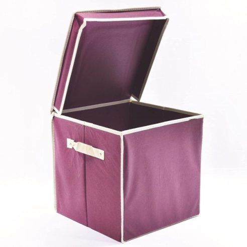 Laundry box Ordinotta bordeaux in nonwoven square 30 cm