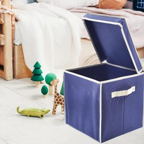 Ordinotta blue laundry box in nonwoven square 30 cm