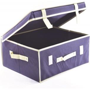 Rectangular blue Ordinotta laundry box in nonwoven fabric 40x33 cm