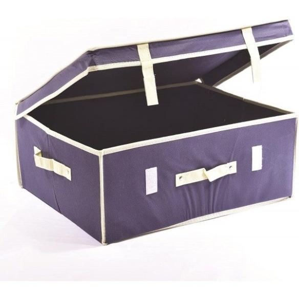 Rectangular blue Ordinotta laundry box in nonwoven fabric 48x36 cm