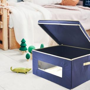 Blue Ordinotta rectangular TNT laundry box 60x50x30 cm 2