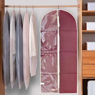Hanging case for short clothes in non-woven fabric with window 60x137 cm bordeaux