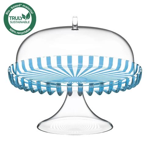 Guzzini - Alzata con campana in plastica biologica riciclabile linea Dolcevita turchese 31 cm
