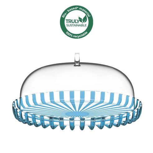 Guzzini - Cake tin set in recyclable organic plastic Turtleneck turquoise line 31 cm