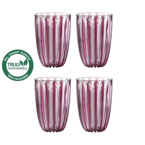 Guzzini - Set of 4 glasses in recyclable organic plastic Dolcevita line amethyst 470 ml