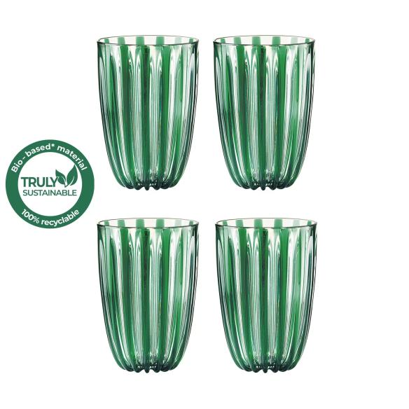 Guzzini - Set of 4 glasses in recyclable organic plastic Dolcevita green line 470 ml