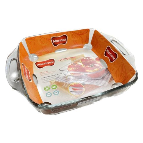 Marinex - Square baking tray in tempered glass with handles 32 cm
