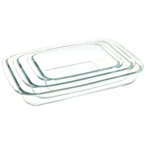 Borella - Omega set 3 rectangular roasting pans in tempered glass