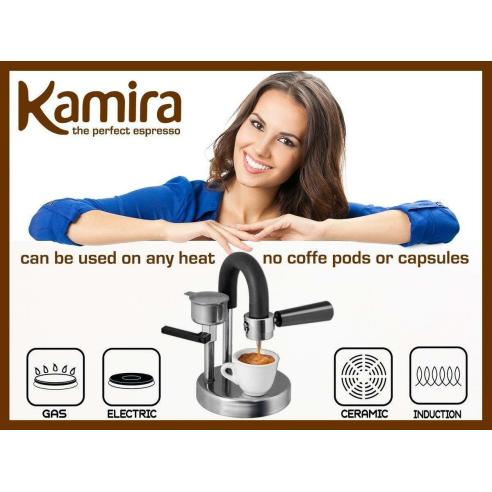 Kamira - Creamy espresso coffee machine with 2 arms, suitable for all hobs, including induction