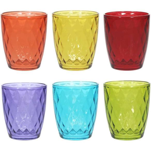 Tognana - Set 6 Bicchieri acqua in vetro multicolor linea Jenny 320 ml