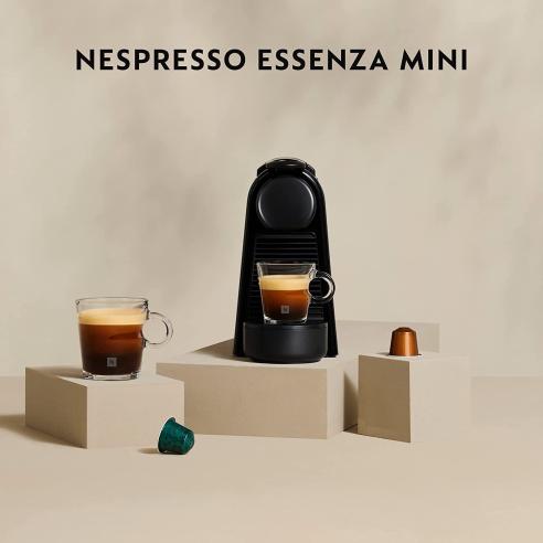 De Longhi - Macchina per caffè espresso Nespresso Essenza Mini EN85.B con 14 capsule