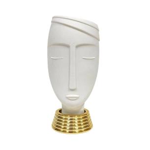 Bongelli Preziosi - Vaso con testa di uomo bianco ed oro 32cm