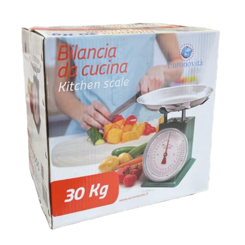 Bilancia da cucina in metallo colorata con vassoio da 30 kg