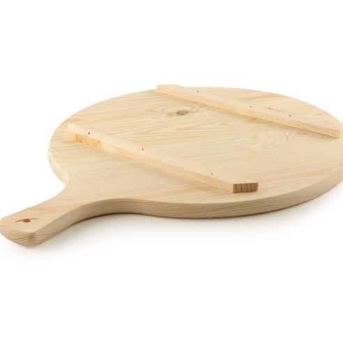 Meeting - Tagliere rotondo in legno con manico 49 cm il Mangiapizza