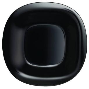 Luminarc - Set of 6 black Carine line square dinner plates 21 cm in extra resistant glass