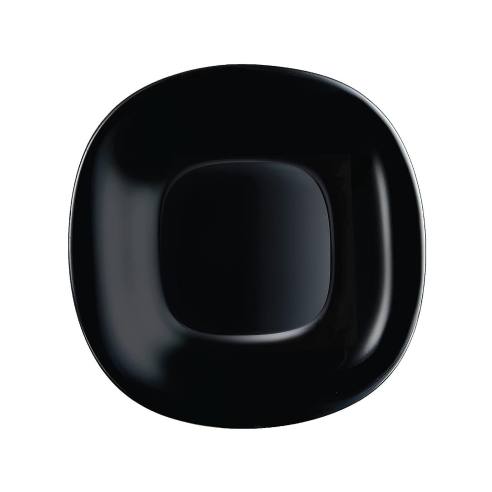Luminarc - Set of 6 black Carine line square fruit plates 19 cm in extra resistant glass