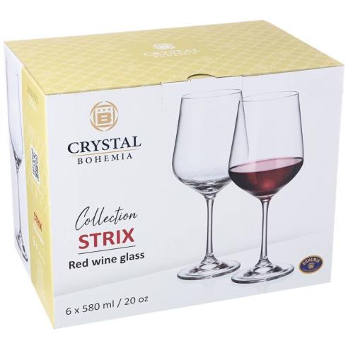Crystal Bohemia - Set 6 Bicchieri calici da vino in vetro linea Strix da 580 ml