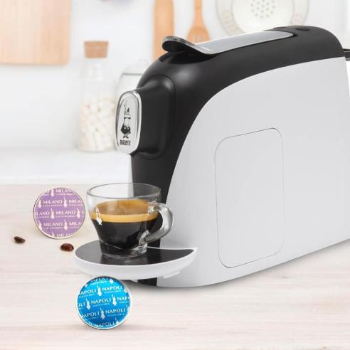 Bialetti - Macchina caffè espresso a capsule Mignon con 32 capsule bianco