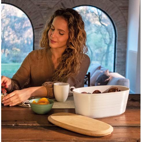 Guzzini - Contenitore porta pane e prodotti da forno linea Tierra 'Made for Nature' Bianco latte