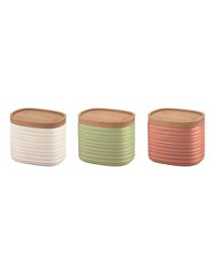 Guzzini - Set of 3 Container Jars S Tierra 'Made for Nature' seaweed green, terra cotta and white