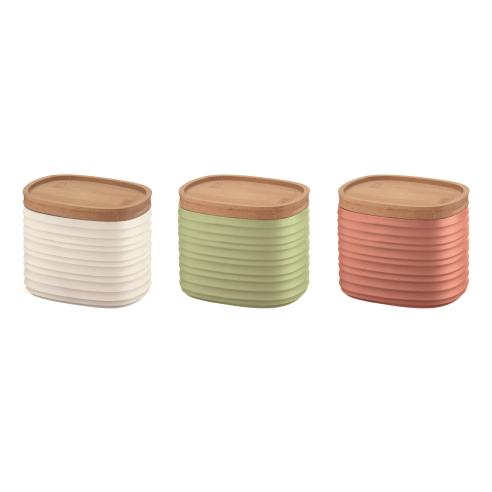 Guzzini - Set 3 Barattoli Contenitori S Tierra 'Made for Nature' verde alga, terra cotta e bianco
