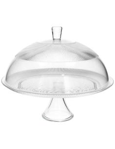 Tognana - Glass cake stand with glass bell diameter 33 cm clear line
