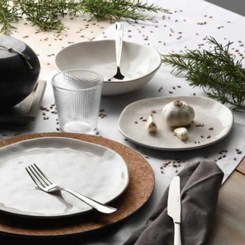 Tognana - Piatto Fondo singolo in gres porcellanato cm 20 linea Nordik Bianco