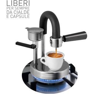 Kamira - Macchina caffè espresso cremoso con doppio braccetto adatta per tutti i fornelli anche induzione