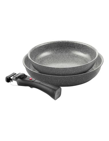 Ballarini - Torre set 2 padelle in alluminio antiaderente Ceraforce da 24 e 28 cm più manico removibile
