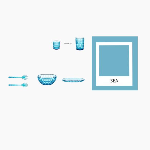 Guzzini Posate Insalata Vanity Sea Blue in Cristallo Bio-based