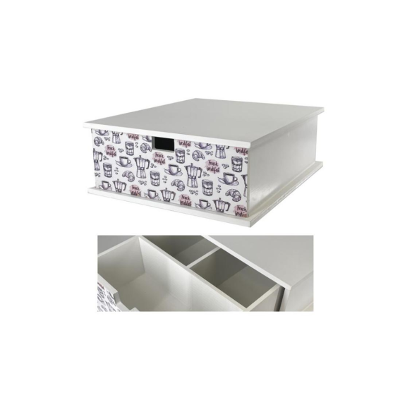 Porta Capsule e Cialde Zuccheo con Cassetto e Decorazione Moka