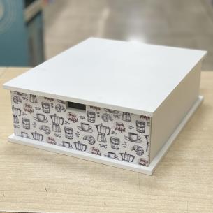 Porta Capsule e Cialde Zuccheo con Cassetto e Decorazione Moka 2