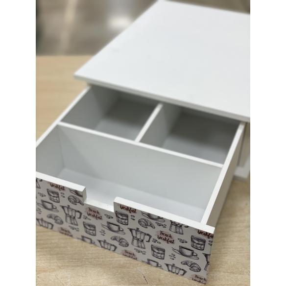 Porta Capsule e Cialde Zuccheo con Cassetto e Decorazione Moka