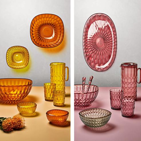 Contenitore Vanity Guzzini 30 cm in Cristallo Acrilico Bio-based Ambra