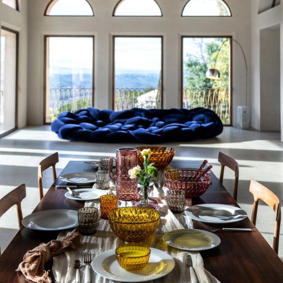 Contenitore Guzzini Vanity Ø 12 cm in Cristallo Bio-based Ambra