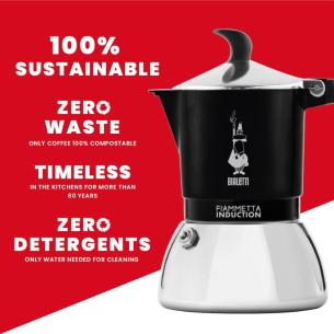 Bialetti Fiammetta Induction 2 Tazze Nera - Caffettiera Moka 2