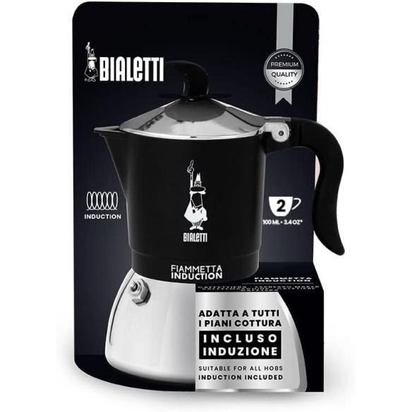 Bialetti Fiammetta Induction 2 Tazze Nera - Caffettiera Moka