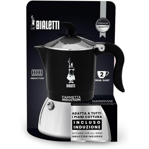 Bialetti Fiammetta Induction 2 Tazze Nera - Caffettiera Moka