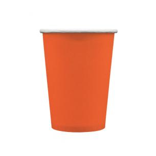 Bicchieri Carta Qui Party 250ml Arancione 15pz | Monouso Ecologici